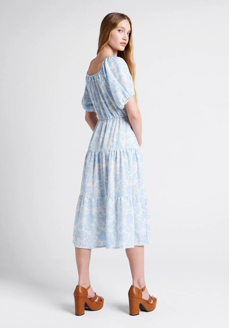 Bloom Wildly Tiered Midi Dress - Olabens