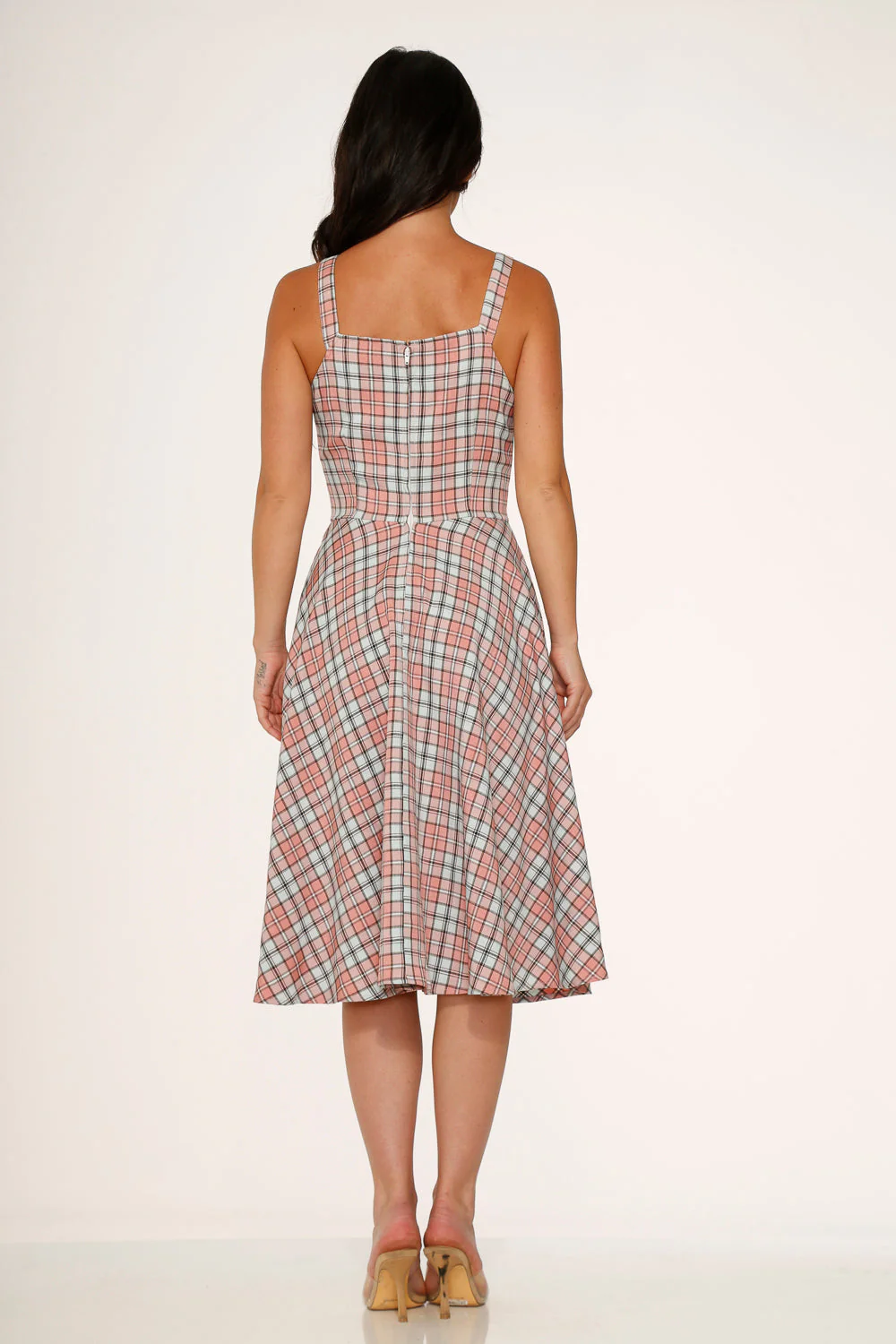 Pink Plaid Swing Dress - Olabens