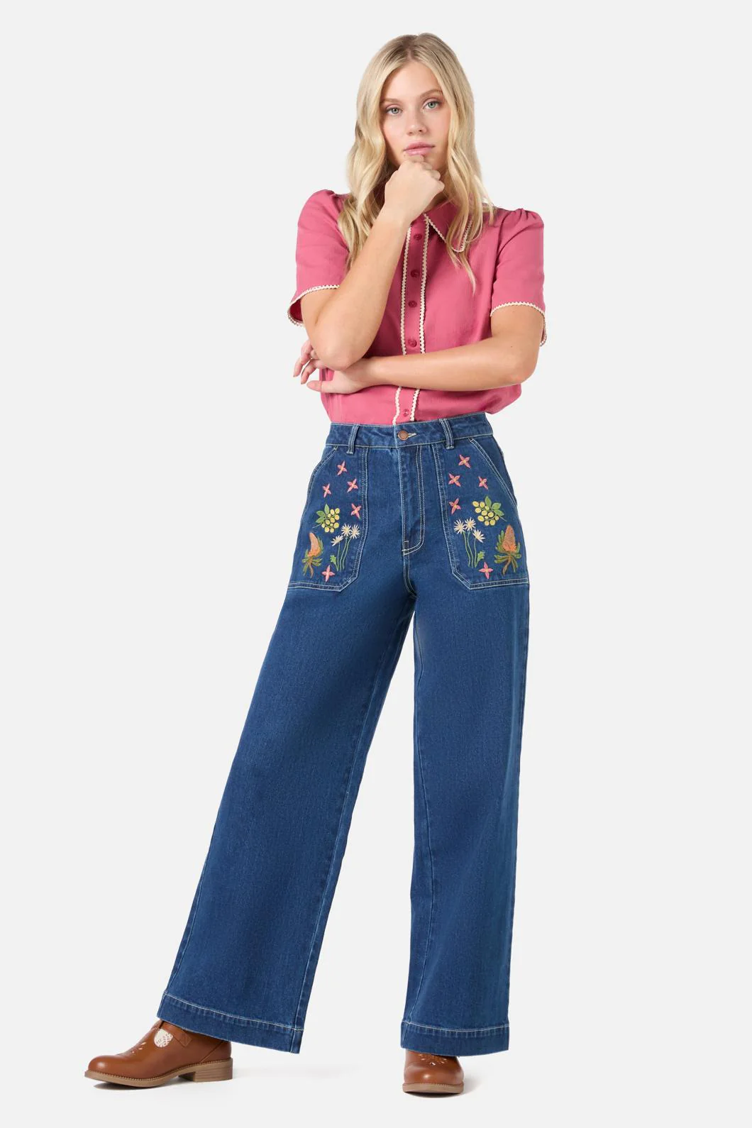 Native Embroidered Denim Jean - Olabens