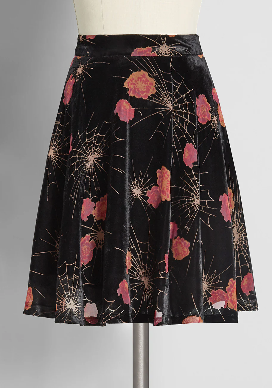 Just This Sway Velvet A-Line Skirt - Olabens