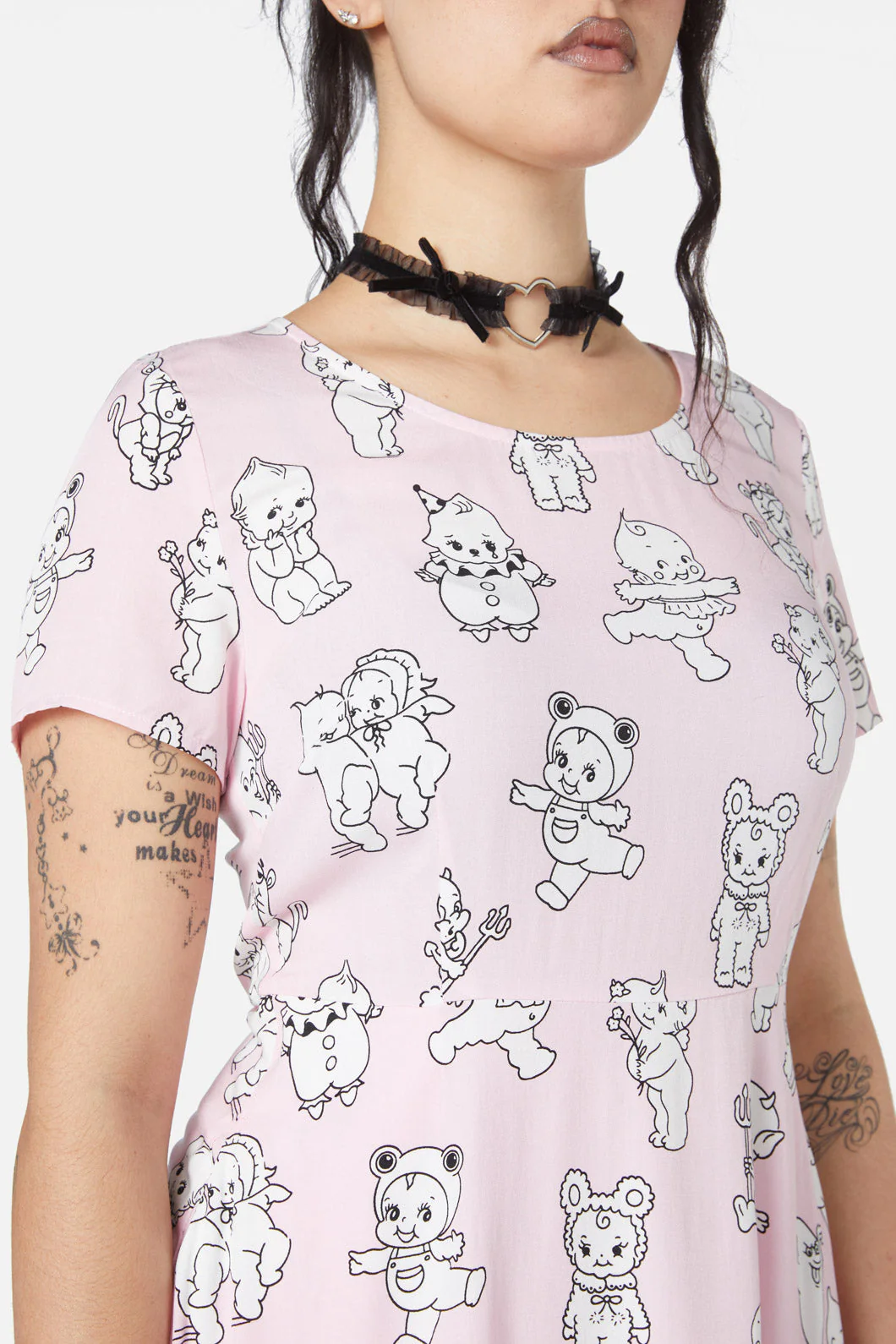 Cherub Face Printed Dress - Olabens
