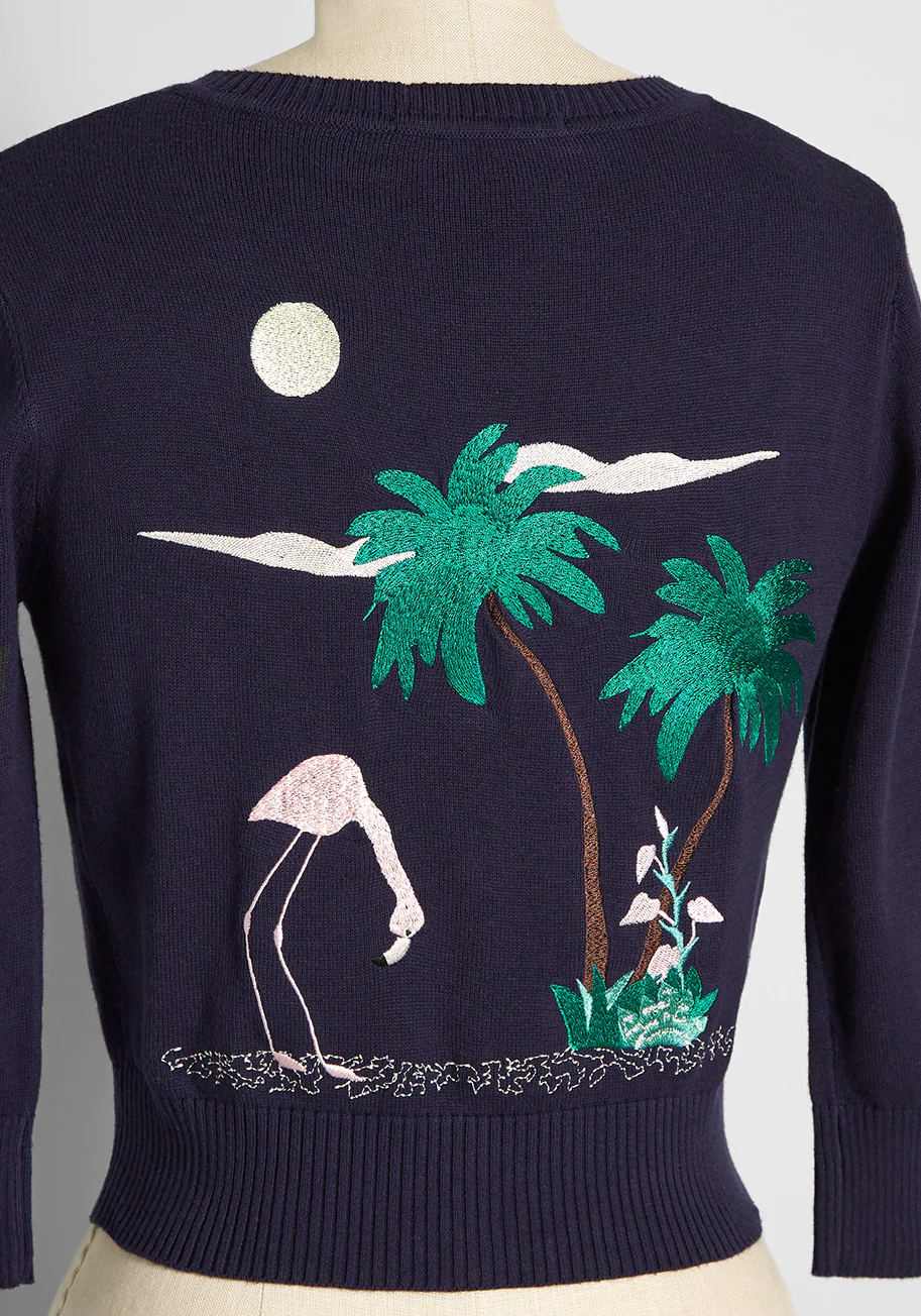 Tropical Evening Breeze Embroidered Cardigan - Olabens
