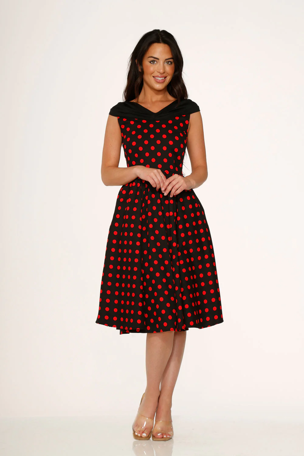 Black & Red Polka Dot Swing Dress - Olabens