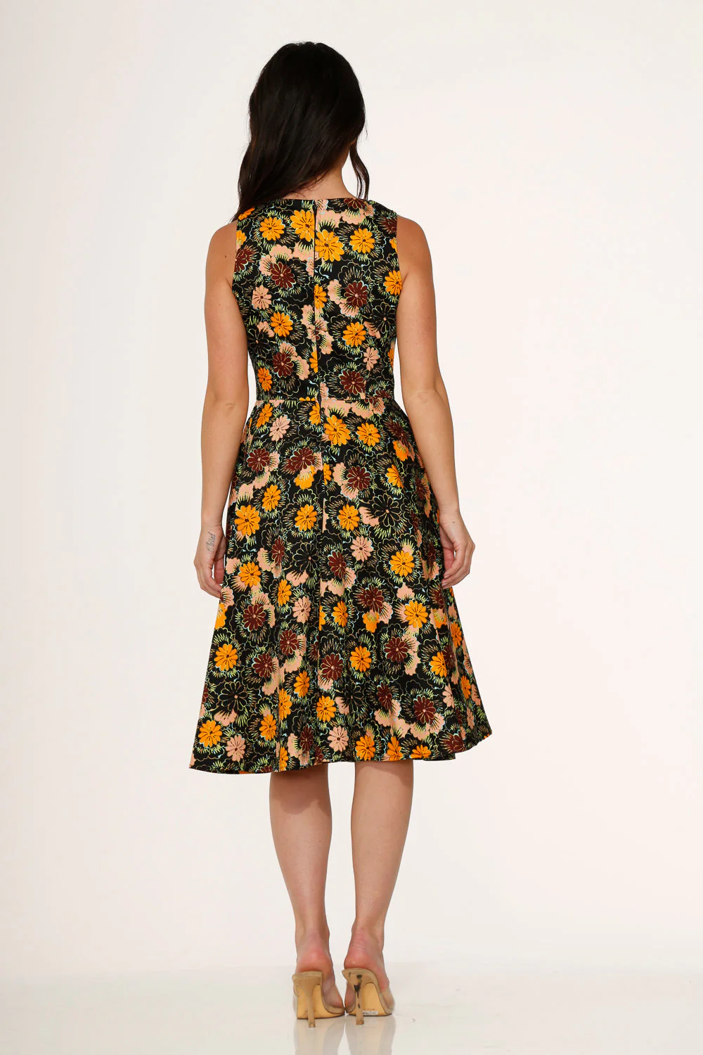 Yellow Floral Swing Dress - Olabens