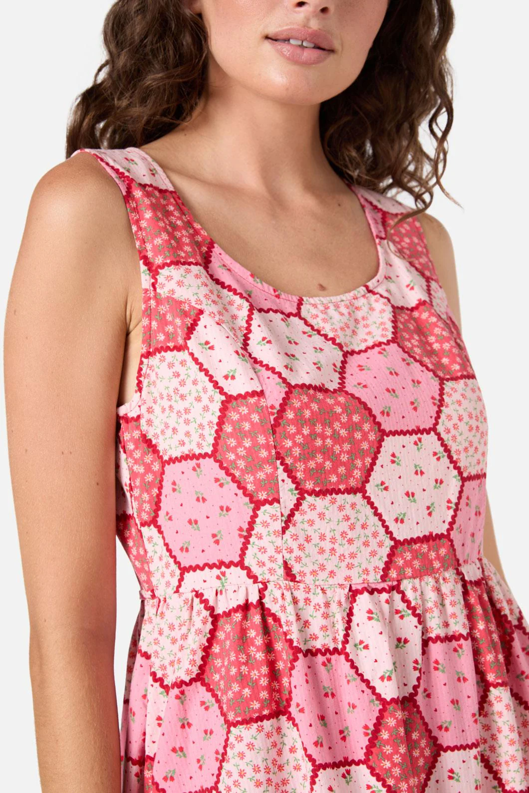 Patchwork Tiered Midi Dress - Olabens