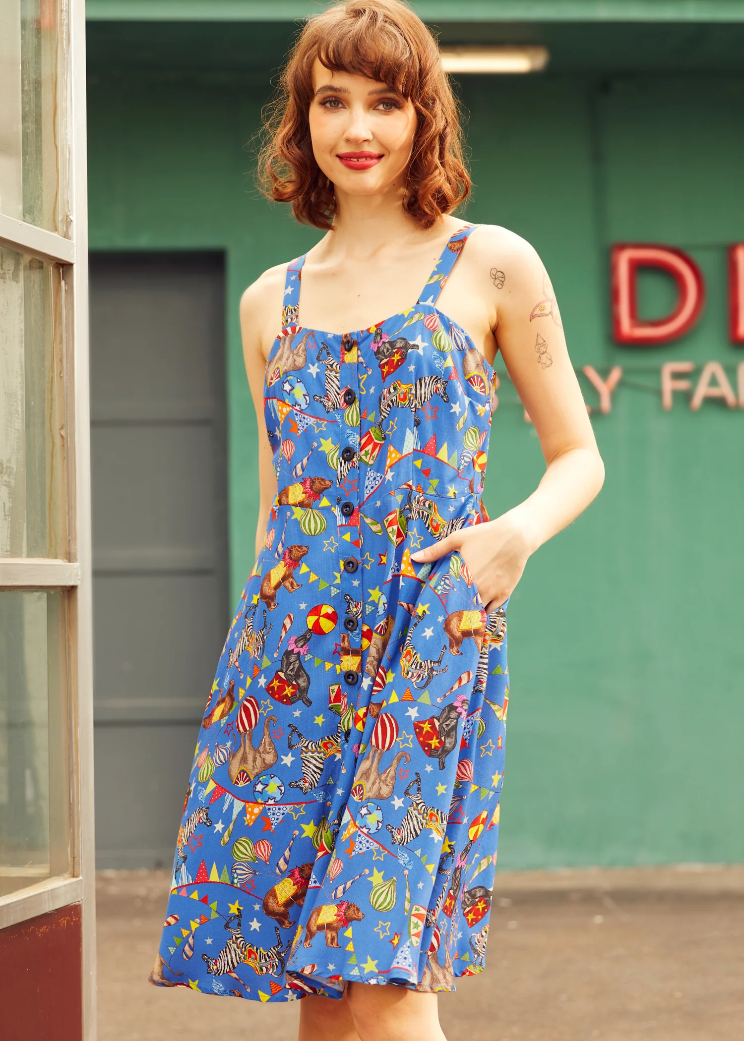Sun-Kissed Stroll Fit & Flare Dress - Olabens