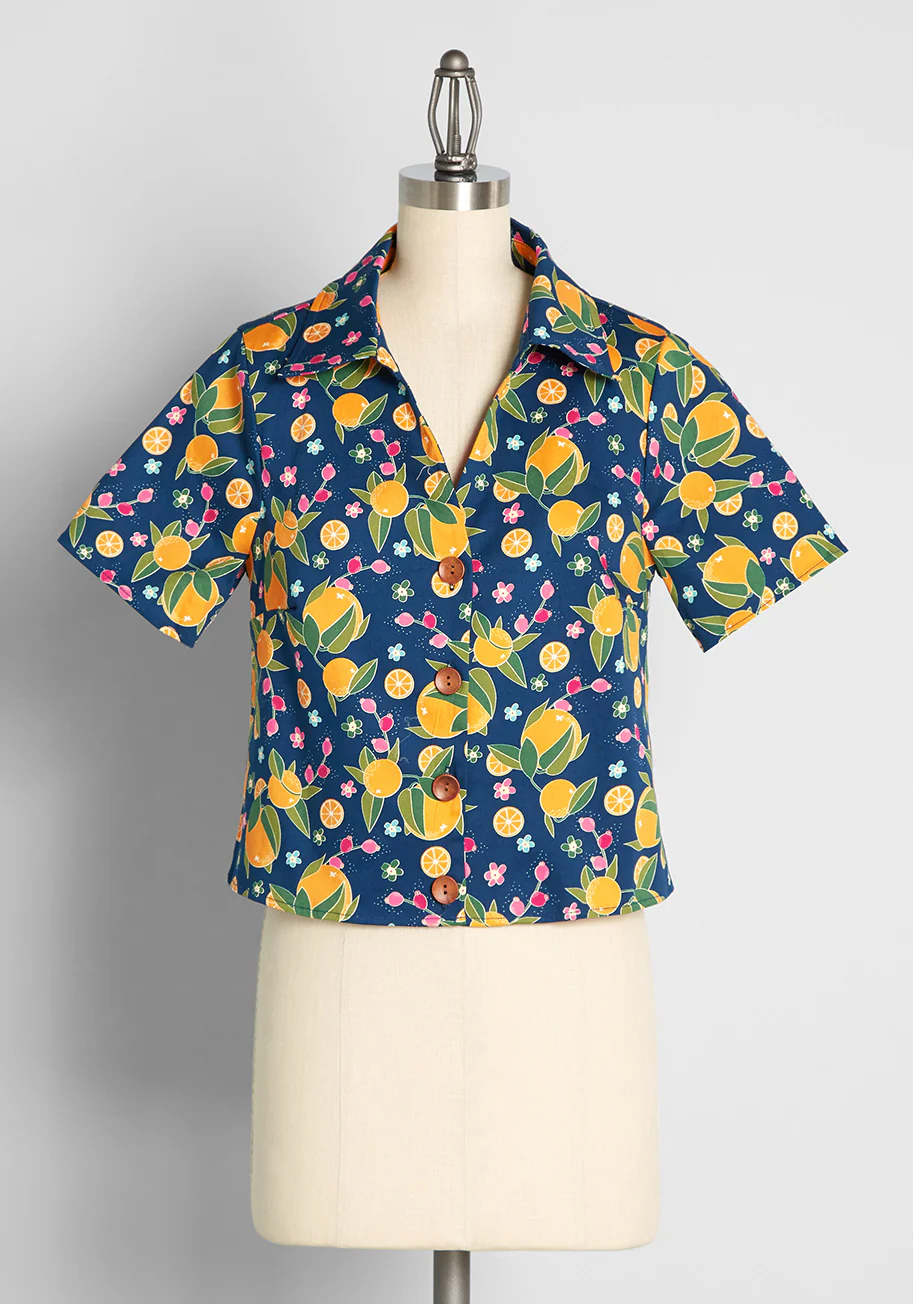 Orange Blossom Breezes Button-Up Top - Olabens