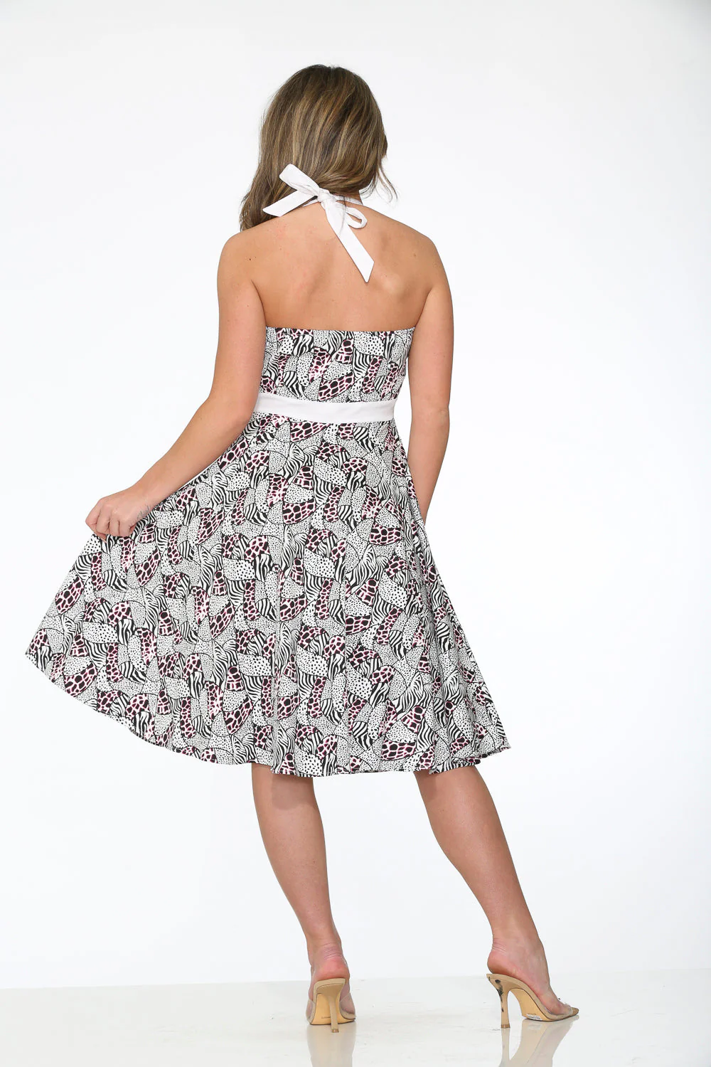 Zebra Halter Swing Dress - Olabens