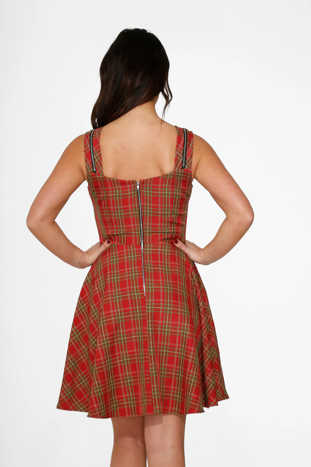 Red Plaid Swing Dress - Olabens
