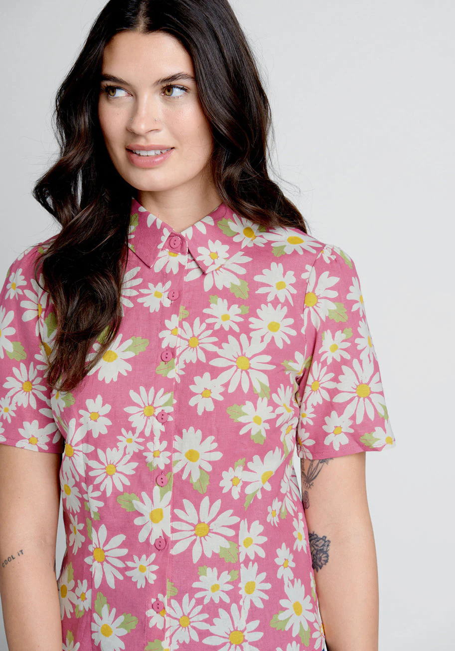 Sweet Summer Zephyr Button-Up Blouse - Olabens