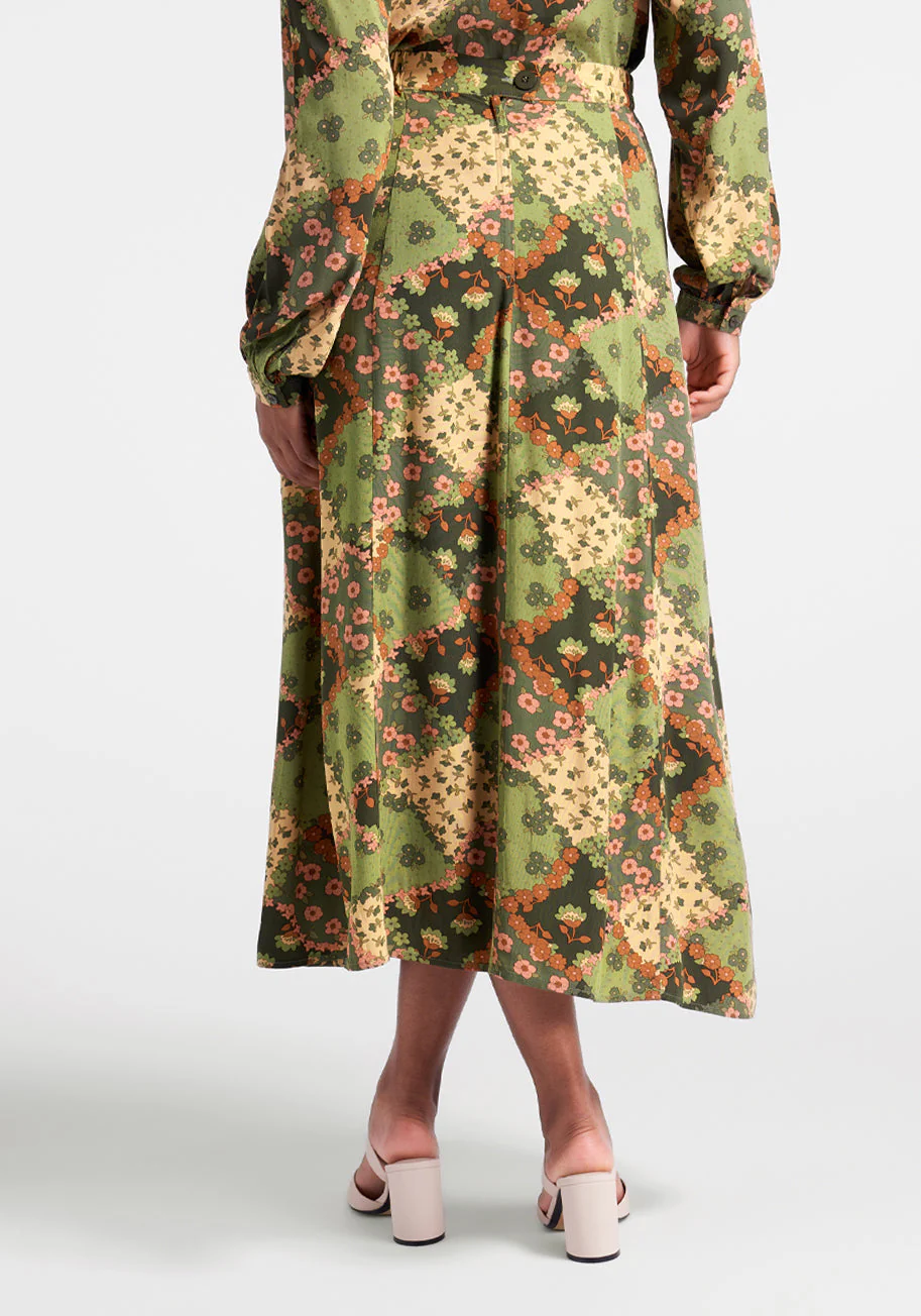 Garden Plot Twist Midi Skirt - Olabens