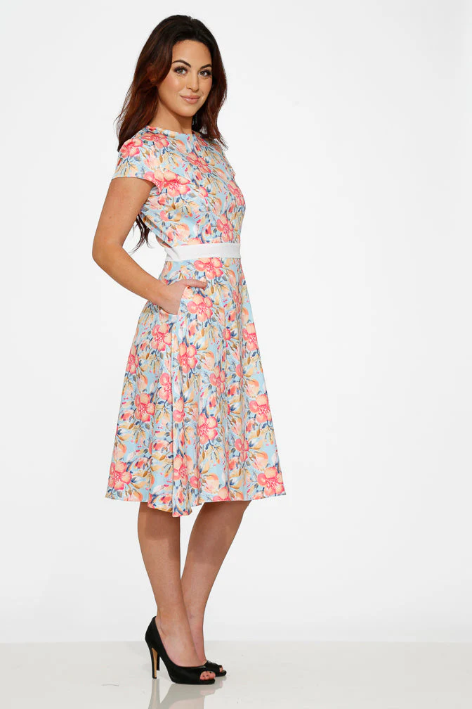 Sweet Hibiscus Swing Dress - Olabens