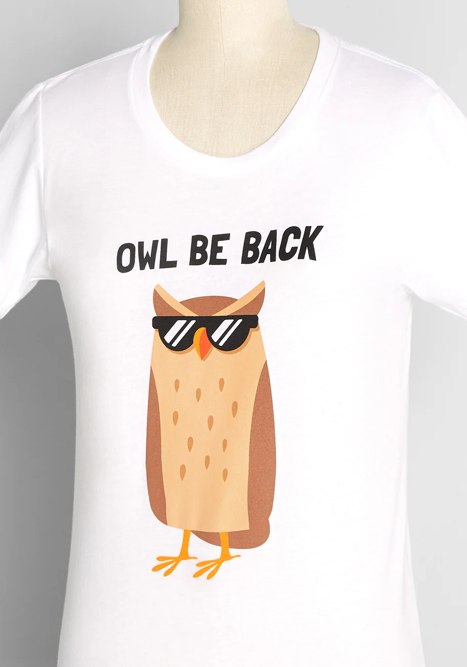 Owl Be Back Graphic Tee - Olabens