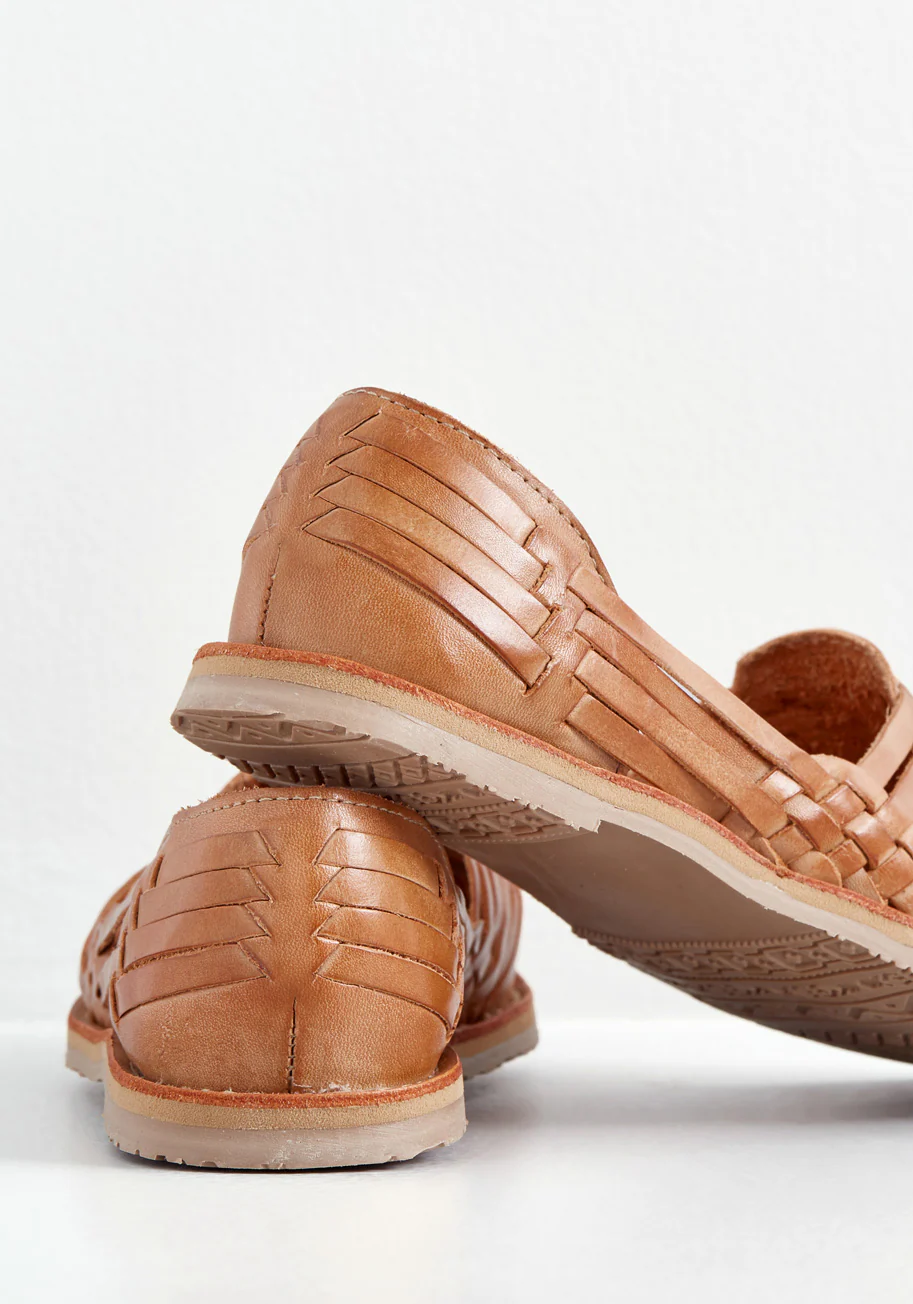 Woven Wanderer Leather Flat - Olabens