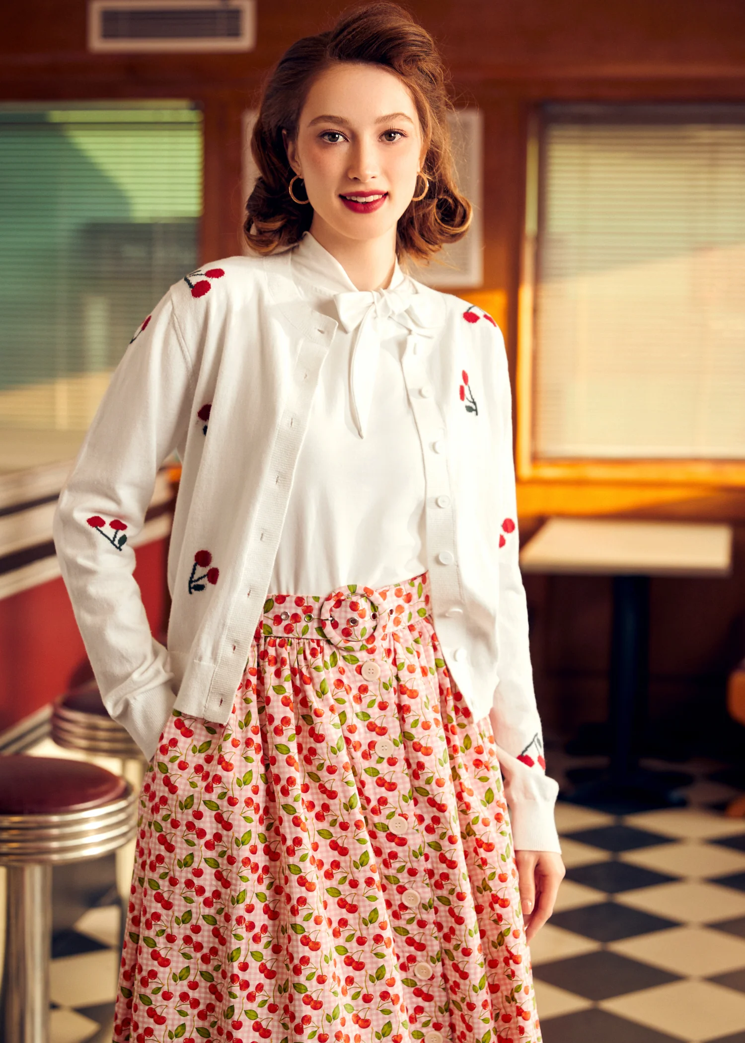 Cherry on Top Crew Neck Cardigan - Olabens
