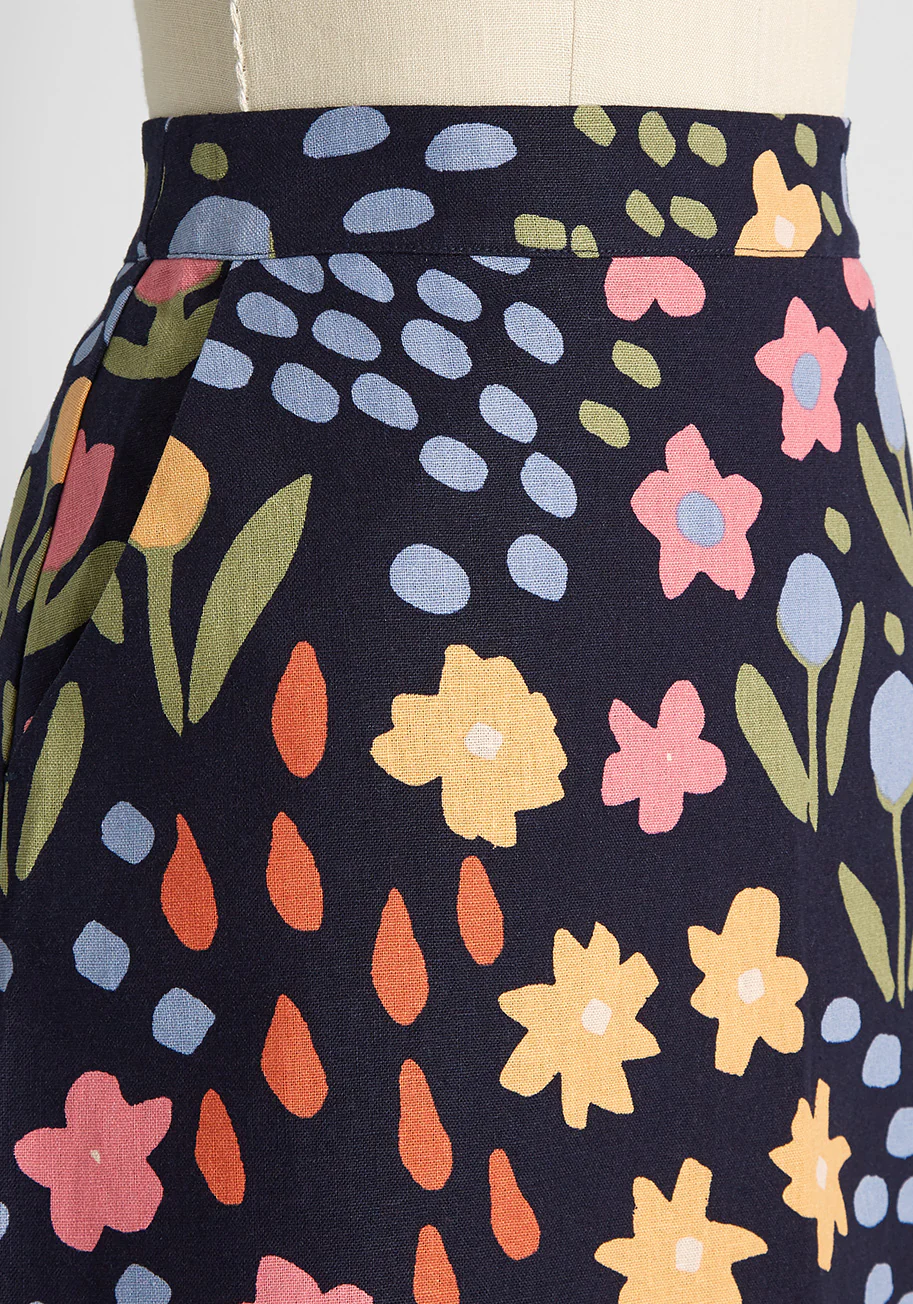 Abstract Flower Garden Mini Skirt - Olabens
