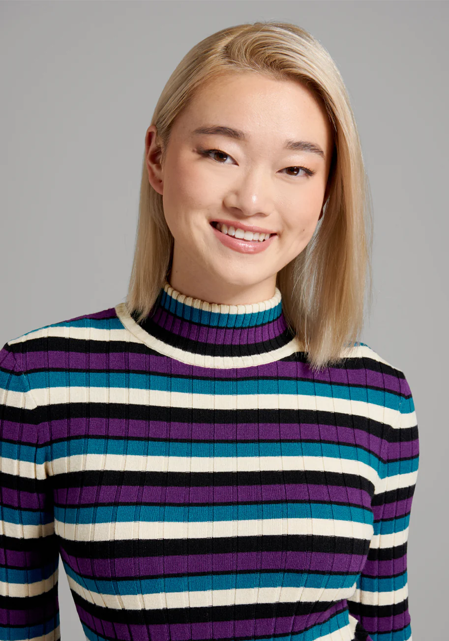 Electric Current Mock Neck Top - Olabens