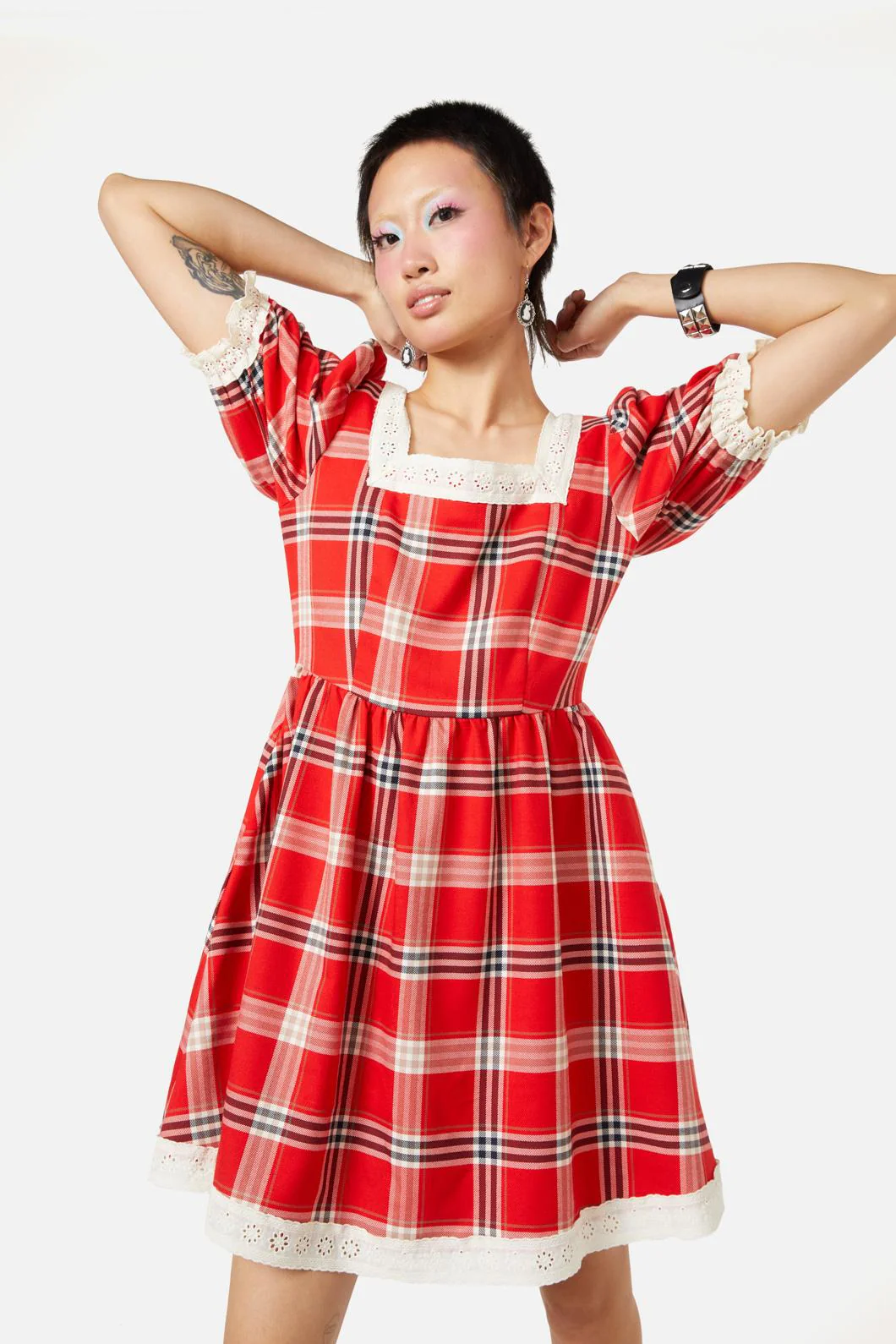 Queen Of Cats Tartan Dress - Olabens