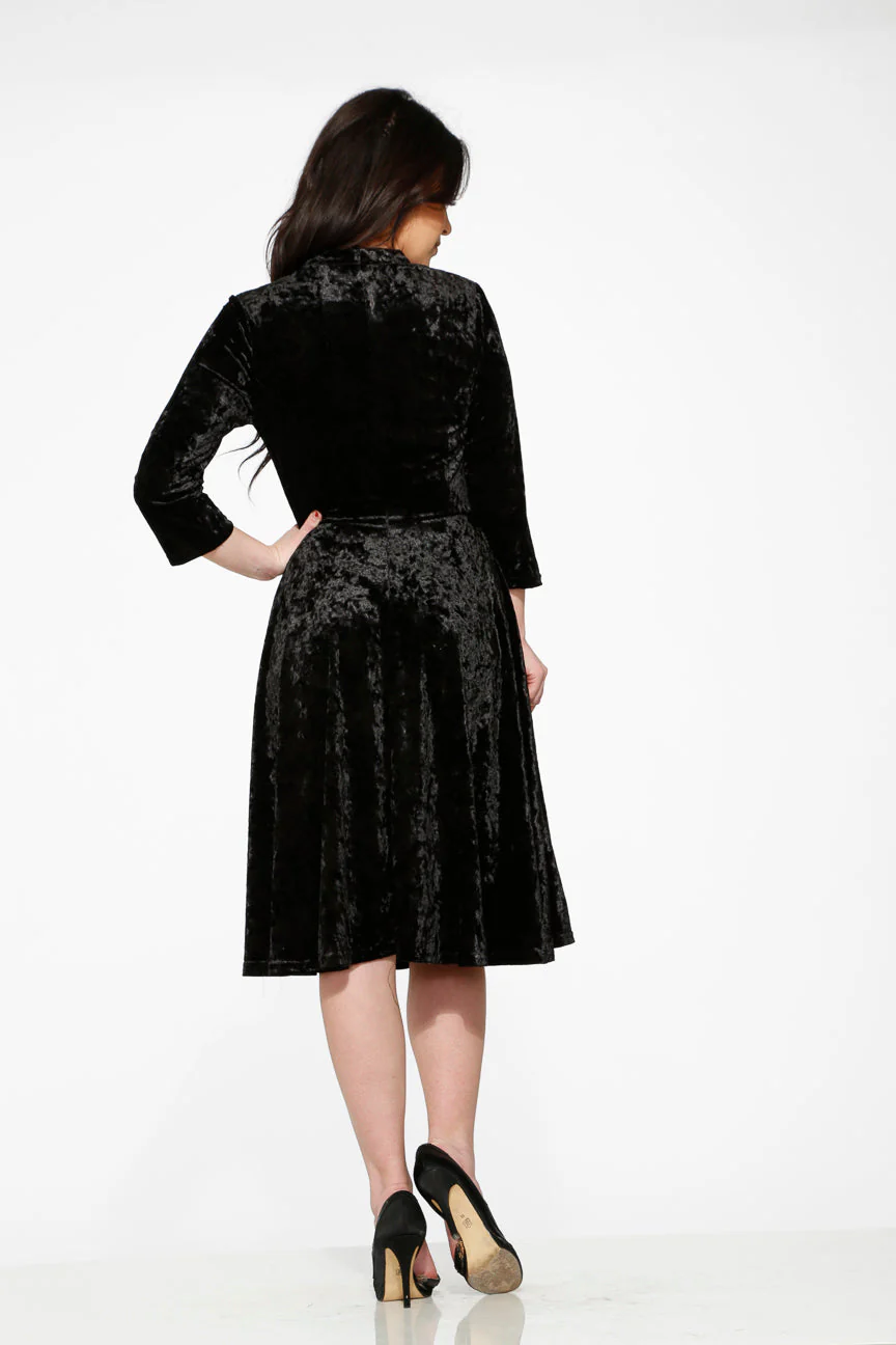 Black Diamond Velvet Swing Dress - Olabens