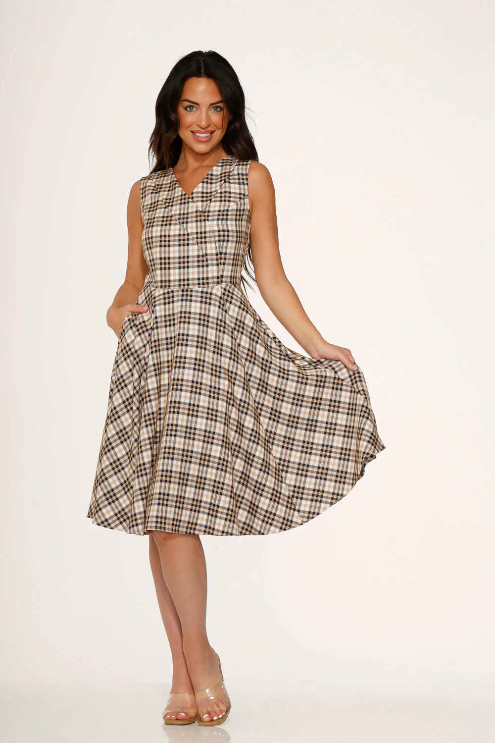 Yellow Plaid Swing Dress - Olabens