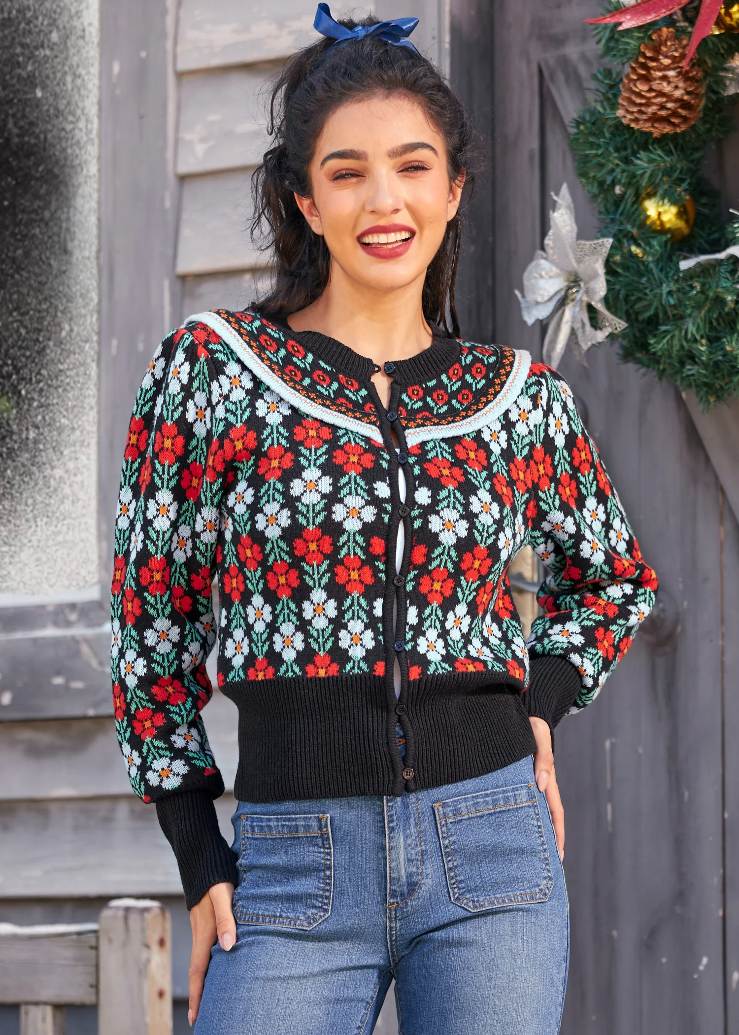 Timeless Tapestry Jacquard Cardigan - Olabens