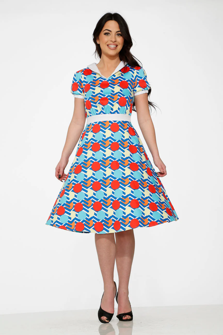 Stripe Red Dot Swing Dress - Olabens