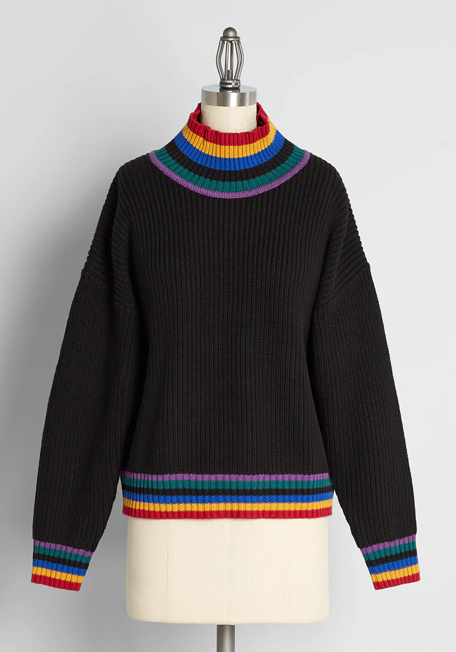 Coloring Between The Lines Mock Neck Sweater - Olabens