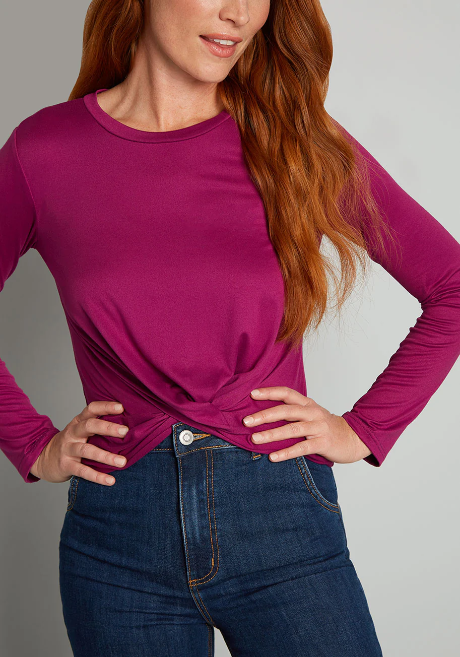 A Twist Of Fun Long Sleeve Knit Top - Olabens