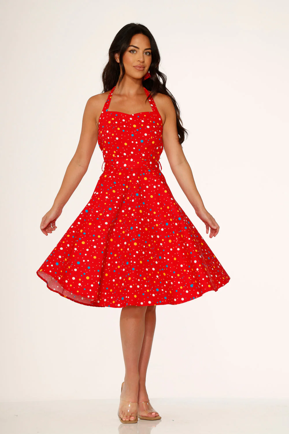 Red Candy Halter Swing Dress - Olabens