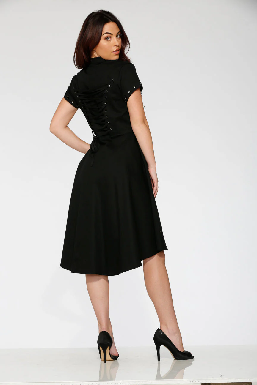 Black Battalion Hi-Lo Swing Dress - Olabens