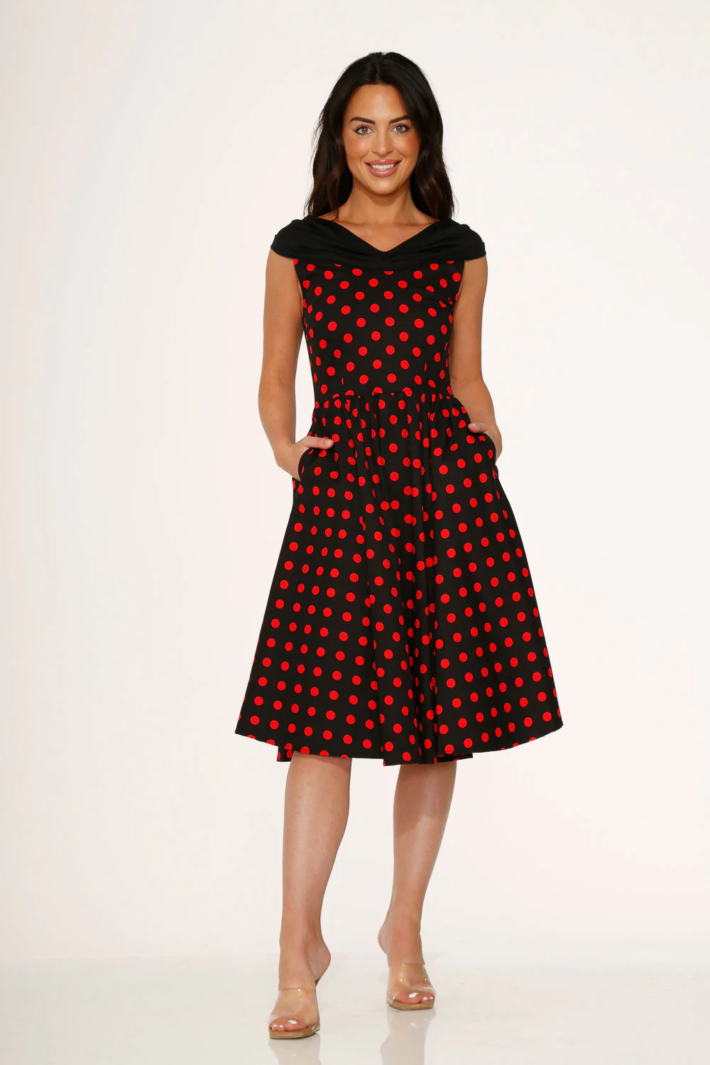 Black & Red Polka Dot Swing Dress - Olabens