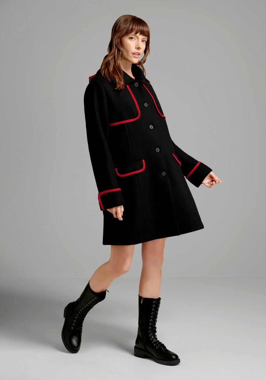 Black Licorice Wool Coat - Olabens