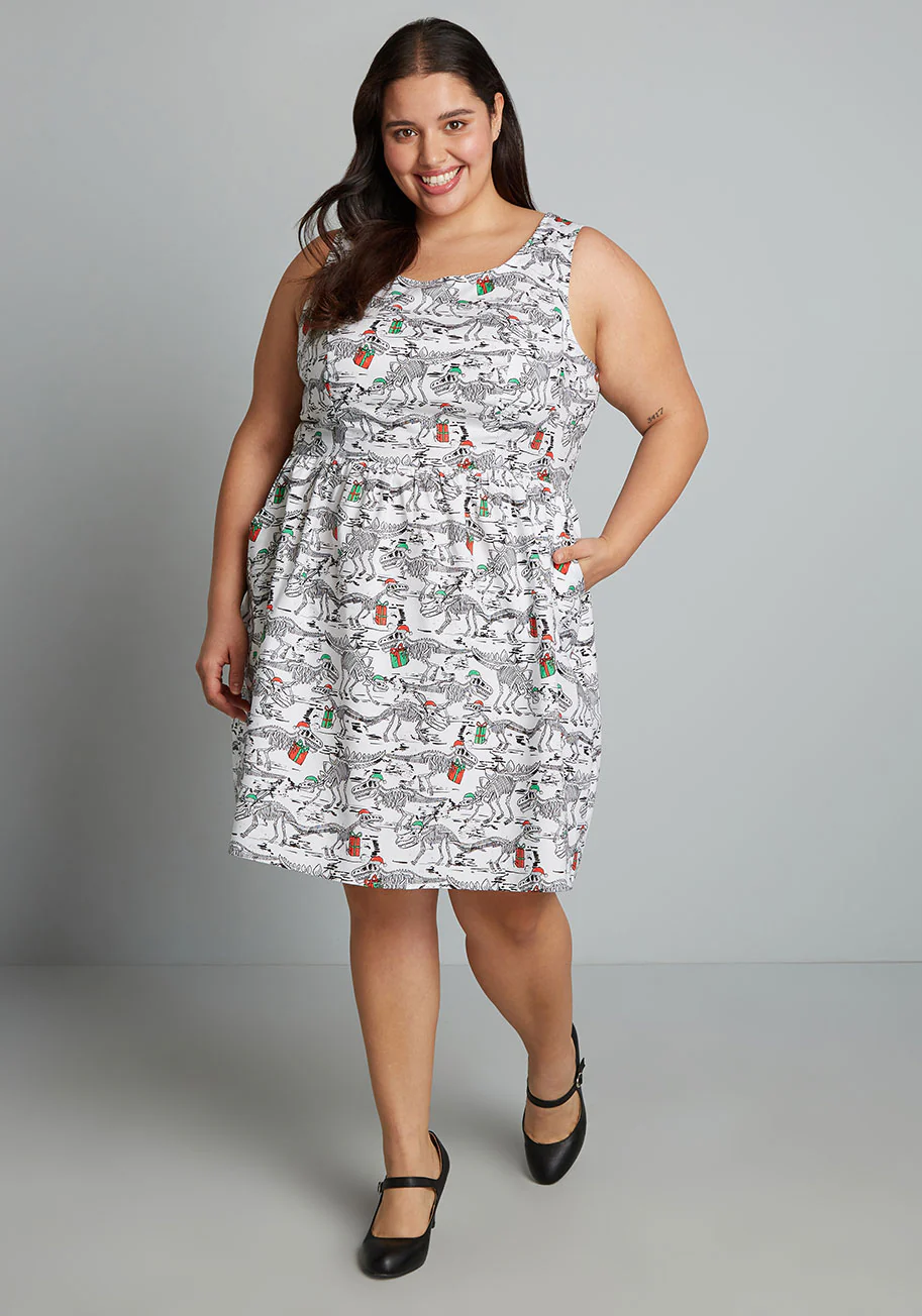 Isnyt X Retrolicious Here We Go A-Fossiling A-Line Dress - Olabens
