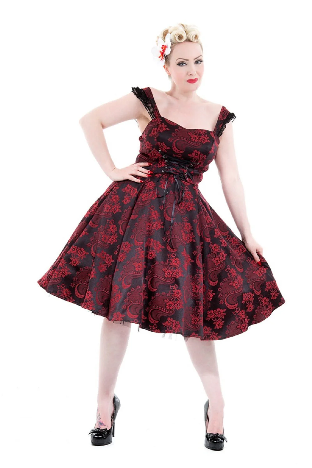 Red Byzantine Swing Dress - Olabens