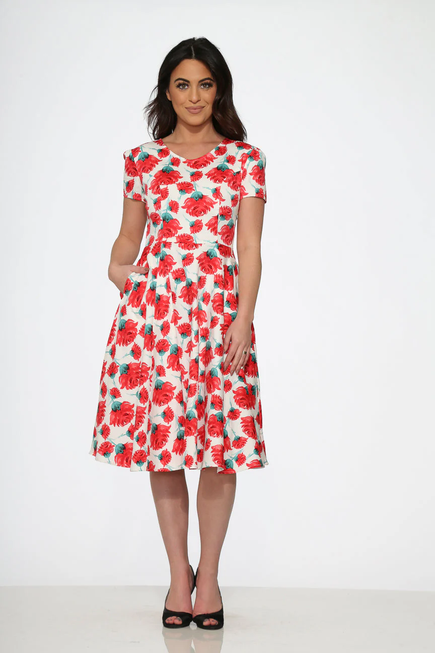 Bold Floral Swing Dress - Olabens
