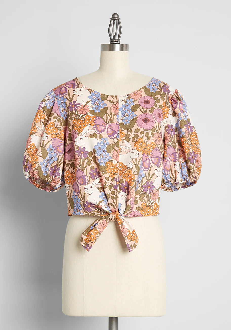 Sights Of Spring Tie-Waist Top - Olabens