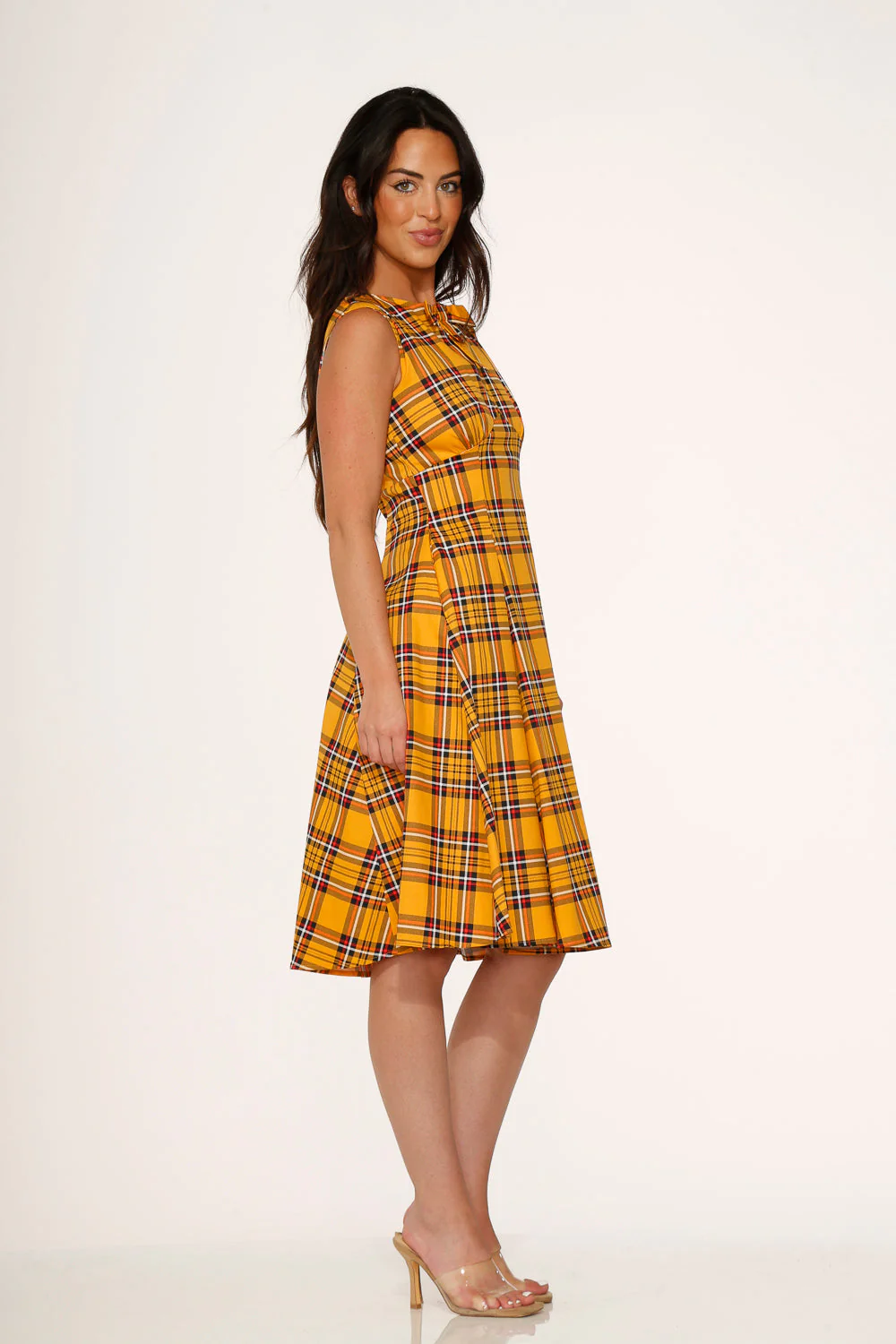 Yellow Plaid Swing Dress - Olabens