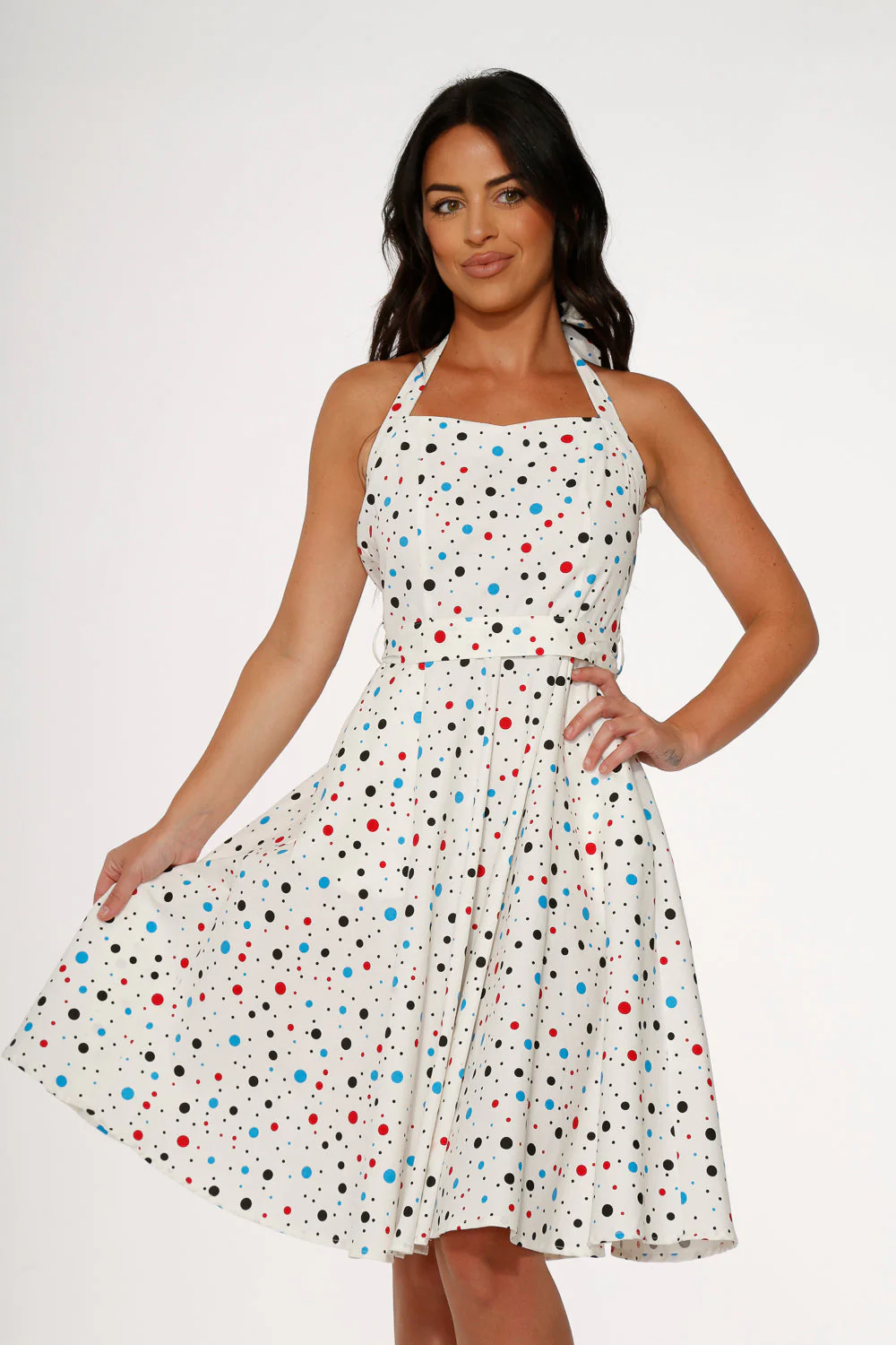White Candy Halter Swing Dress - Olabens