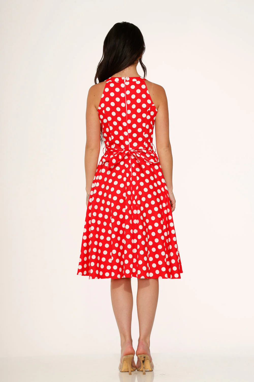 Red Polka Dot Swing Dress - Olabens