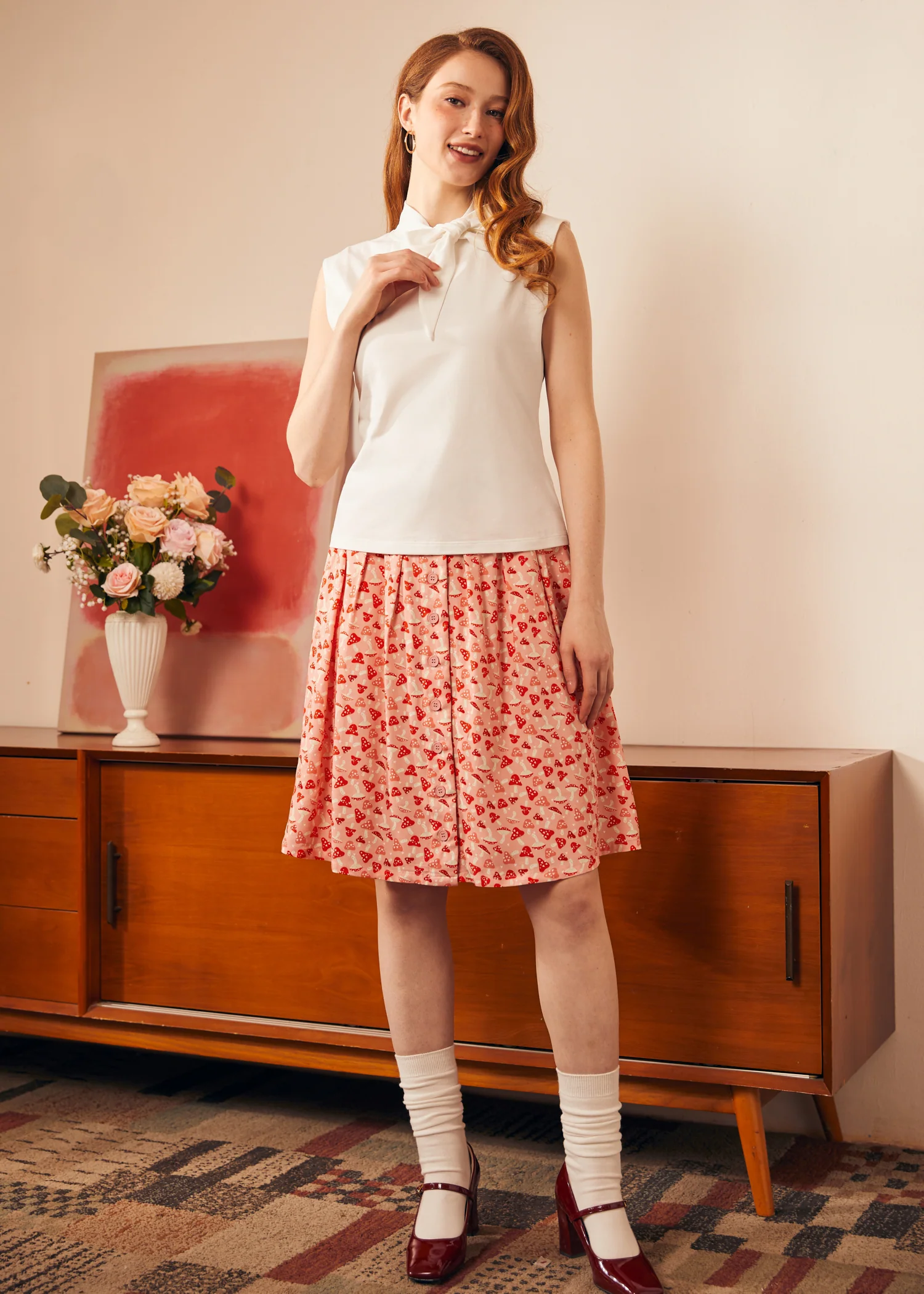 Retro Rendezvous Tie-Neck Top - Olabens