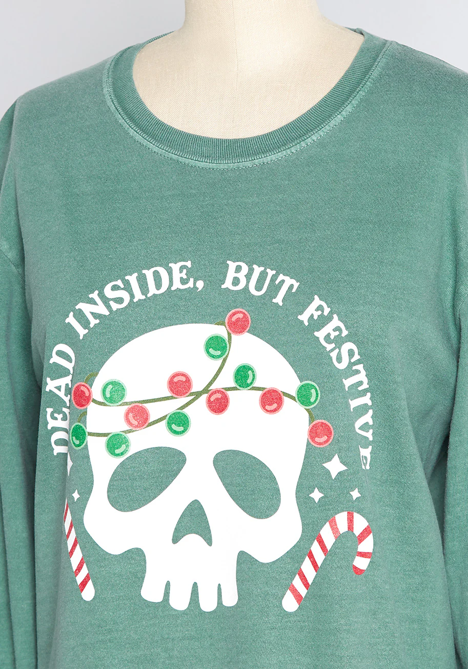 Dead Inside, But Festive Long Sleeve Tee - Olabens