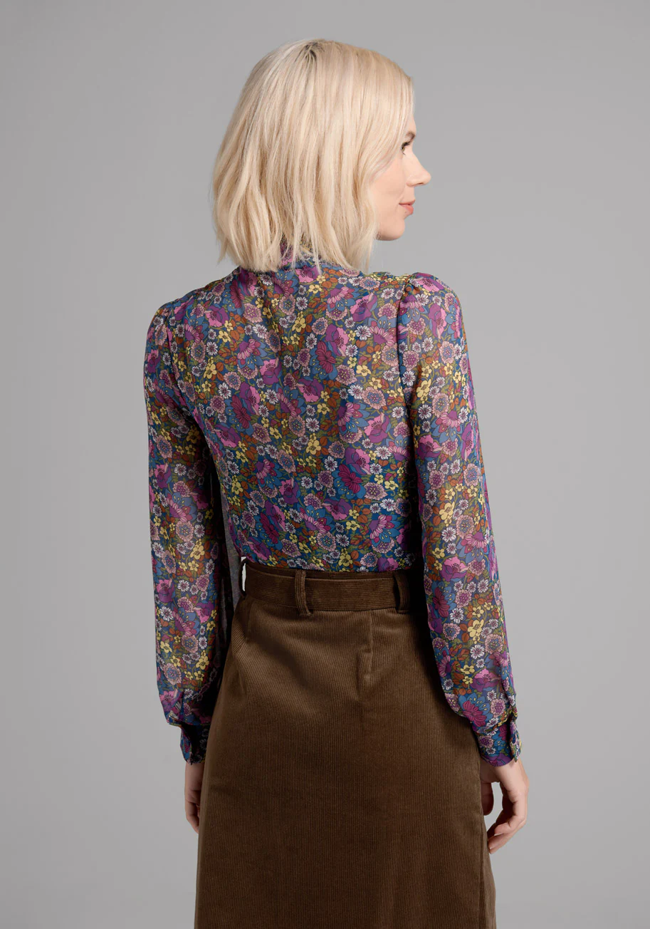 She's A Mystery Novel Tie-Neck Blouse - Olabens