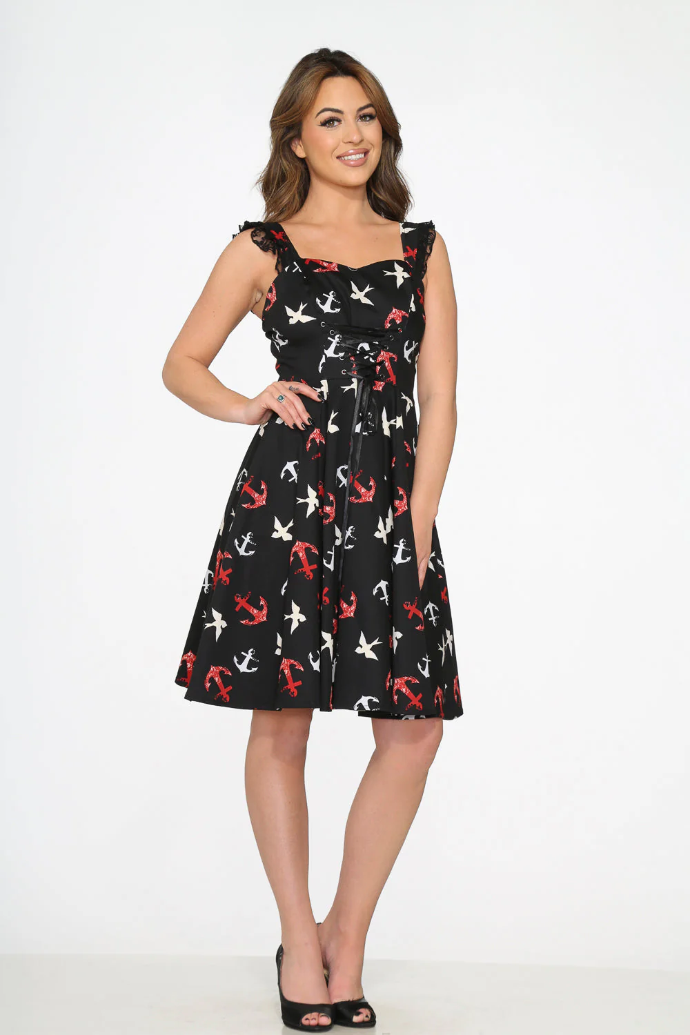 Black Swallow Swing Dress - Olabens