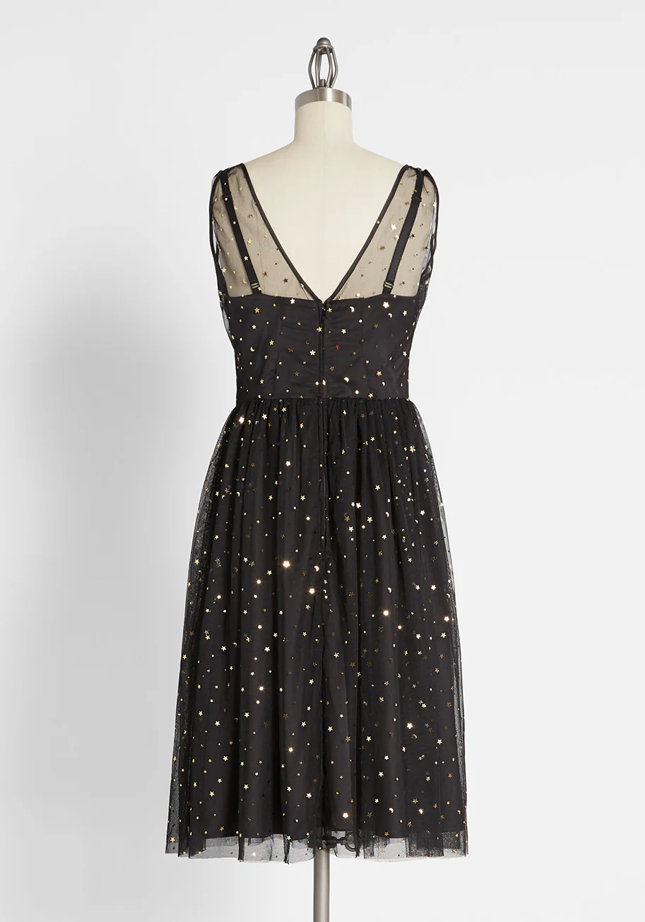 Starry Eyed on Holiday Nights A-Line Dress - Olabens