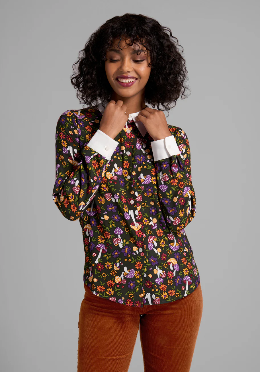 Point In Time Button-Up Top - Olabens