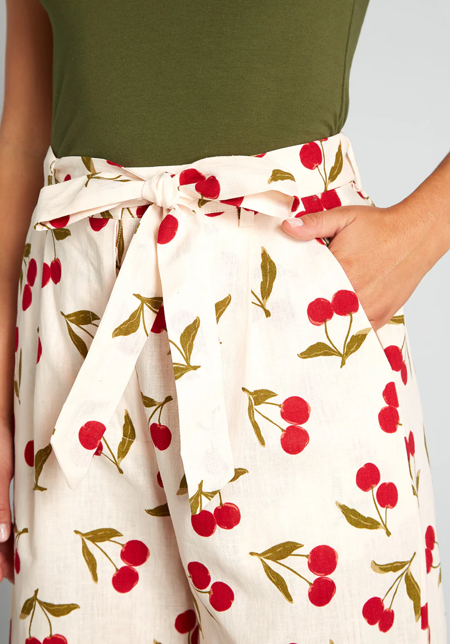Cherries and Cream Wide-Leg Pants - Olabens