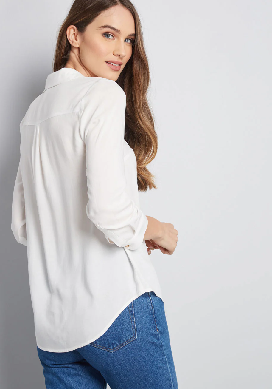 Adorably Embroidered Button-Up Top - Olabens