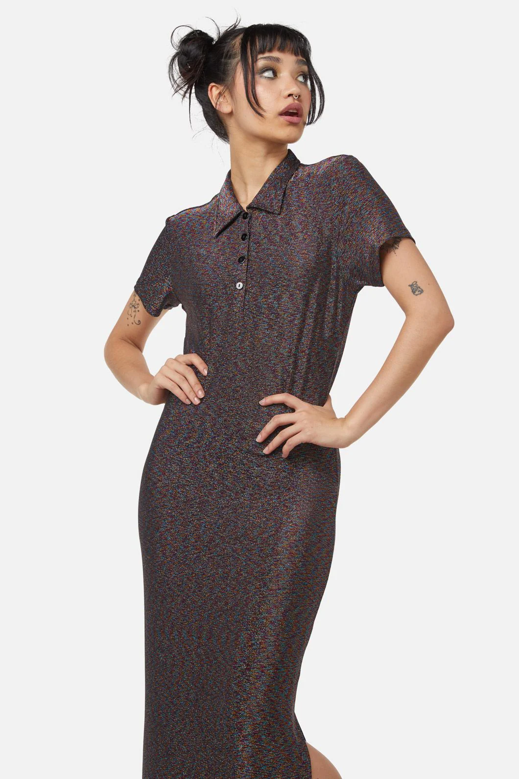 Glitter Mesh Midi Dress - Olabens