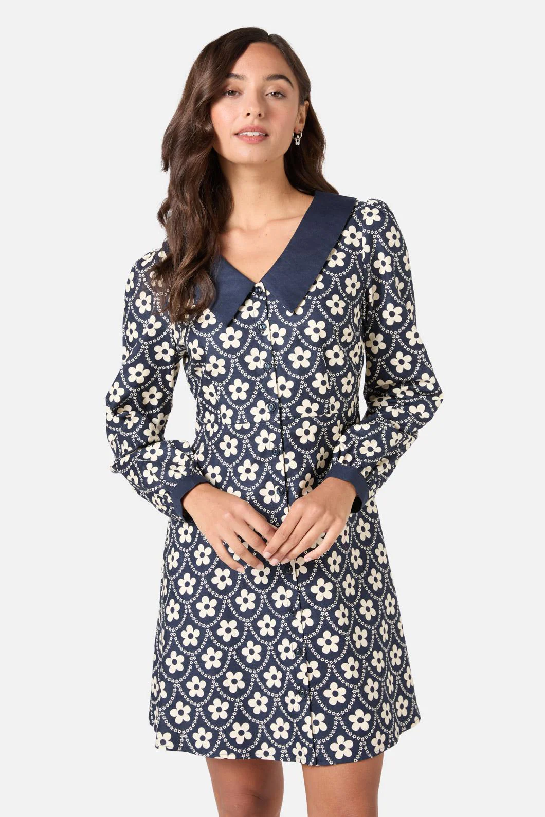 Megan Cute Collar Mini Dress - Olabens