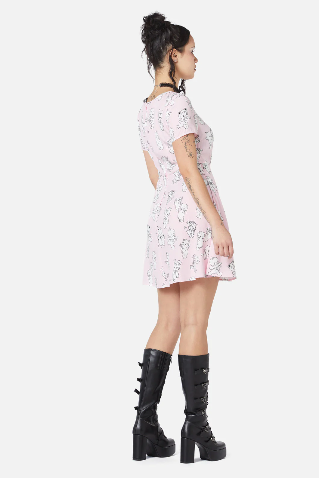 Cherub Face Printed Dress - Olabens